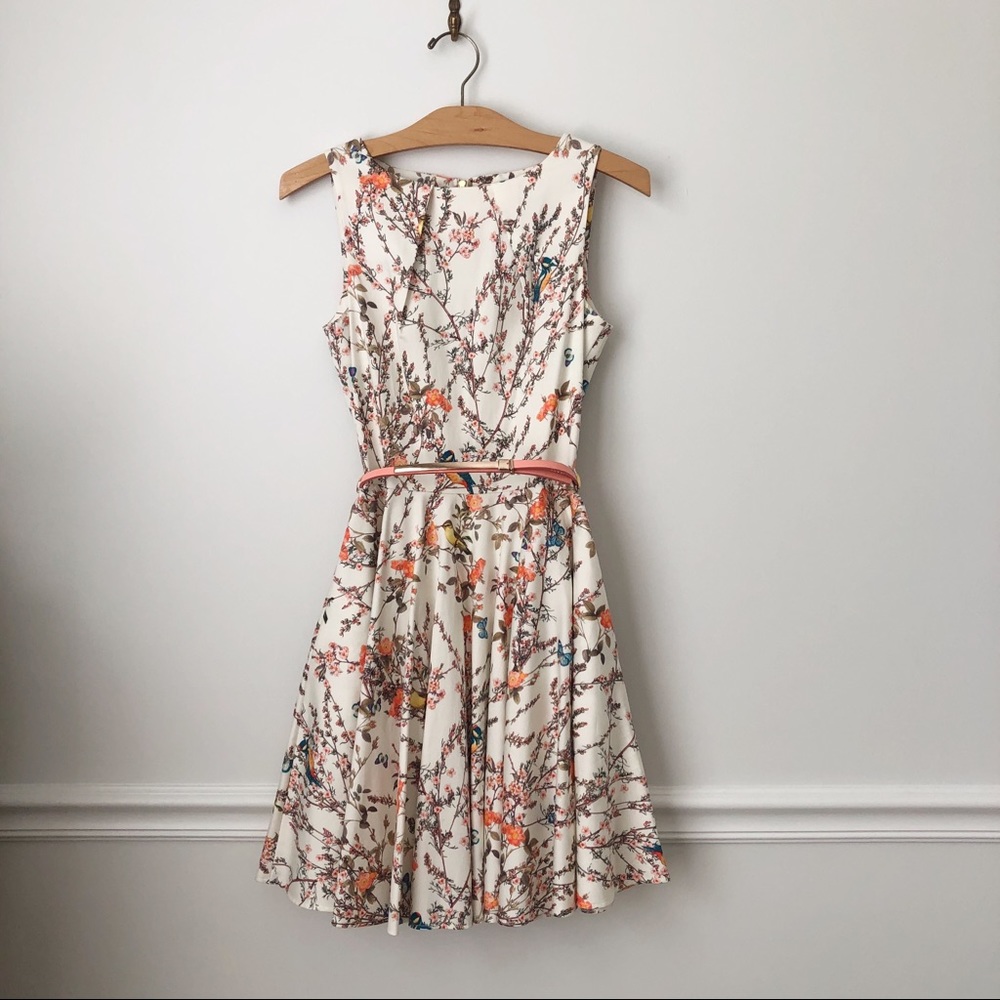 Modcloth Cream and Pink Floral Mini Dress